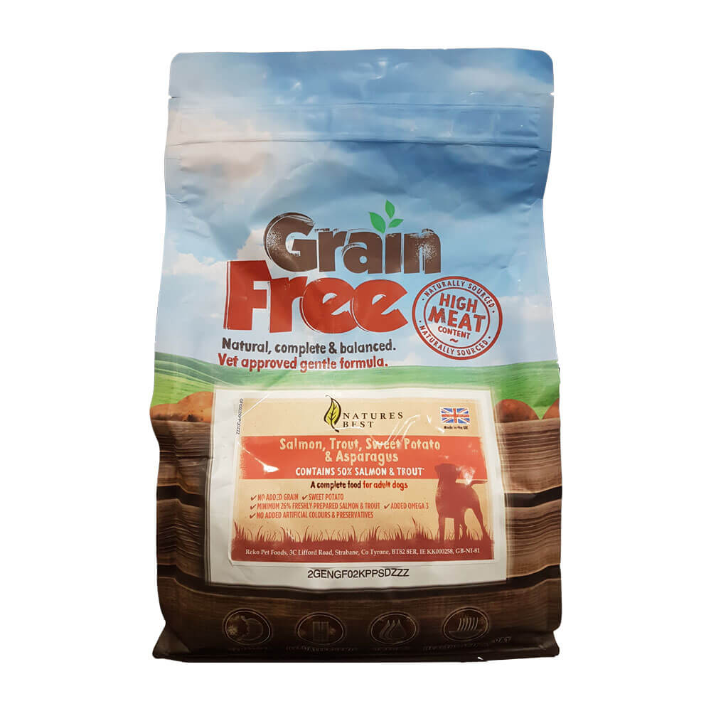 Grain Free Dog Food – Salmon, Trout Sweet Potato & Asparagus 2kg