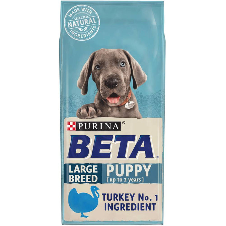 Purina Beta Puppy Large Breed Turkey 14kg dry dog food bag, front of pack