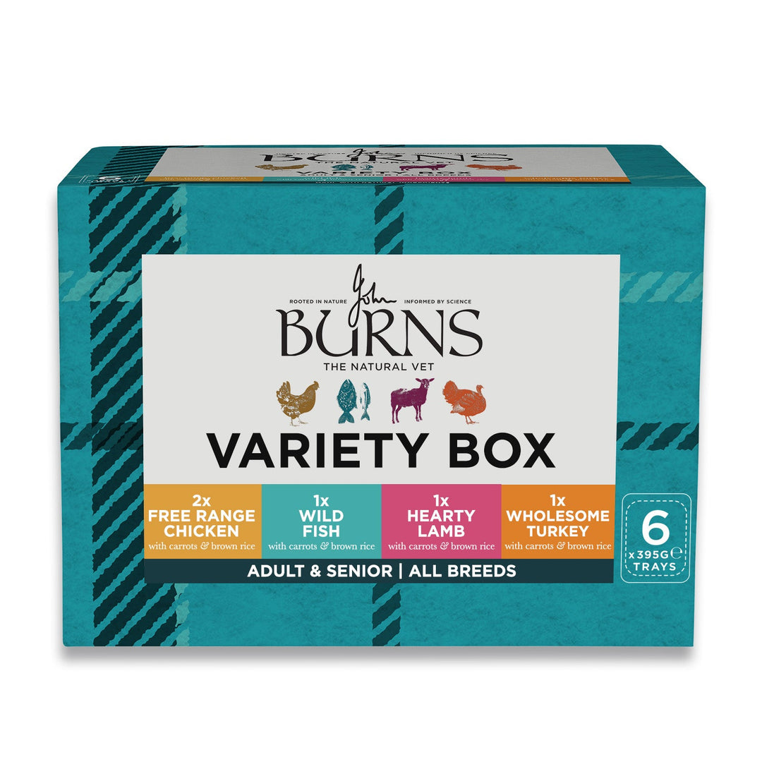 Burns Wet Dog Food Variety Box of 6 x 395g trays, new design