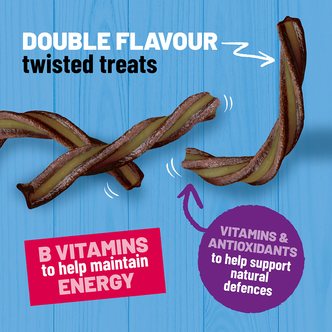 Bakers Whirlers double flavour twisted treats with B vitamins, vitamins and antioxidants