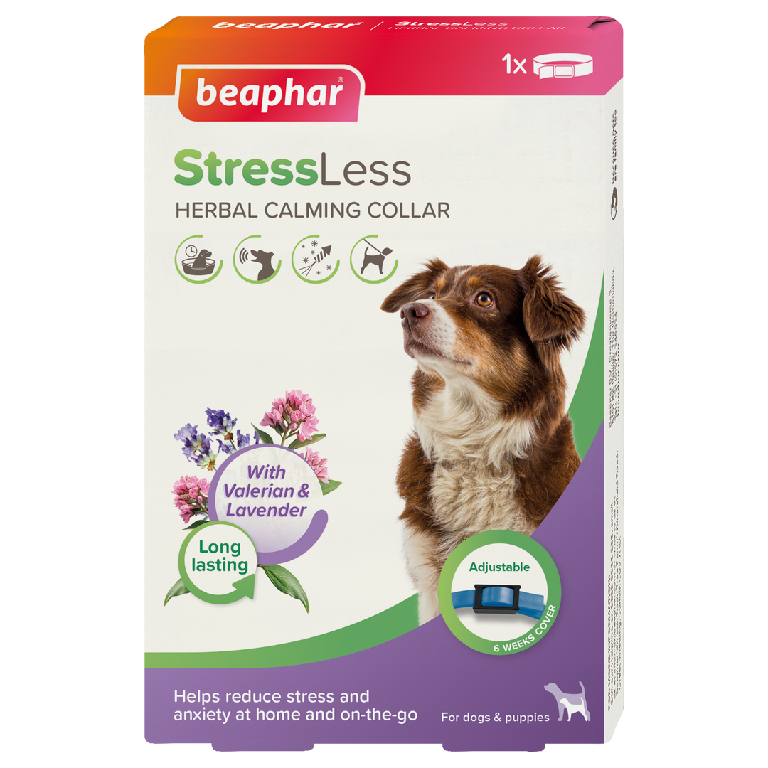 Beaphar StressLess Herbal Calming Collar for Dogs with valerian and lavender, front of pack