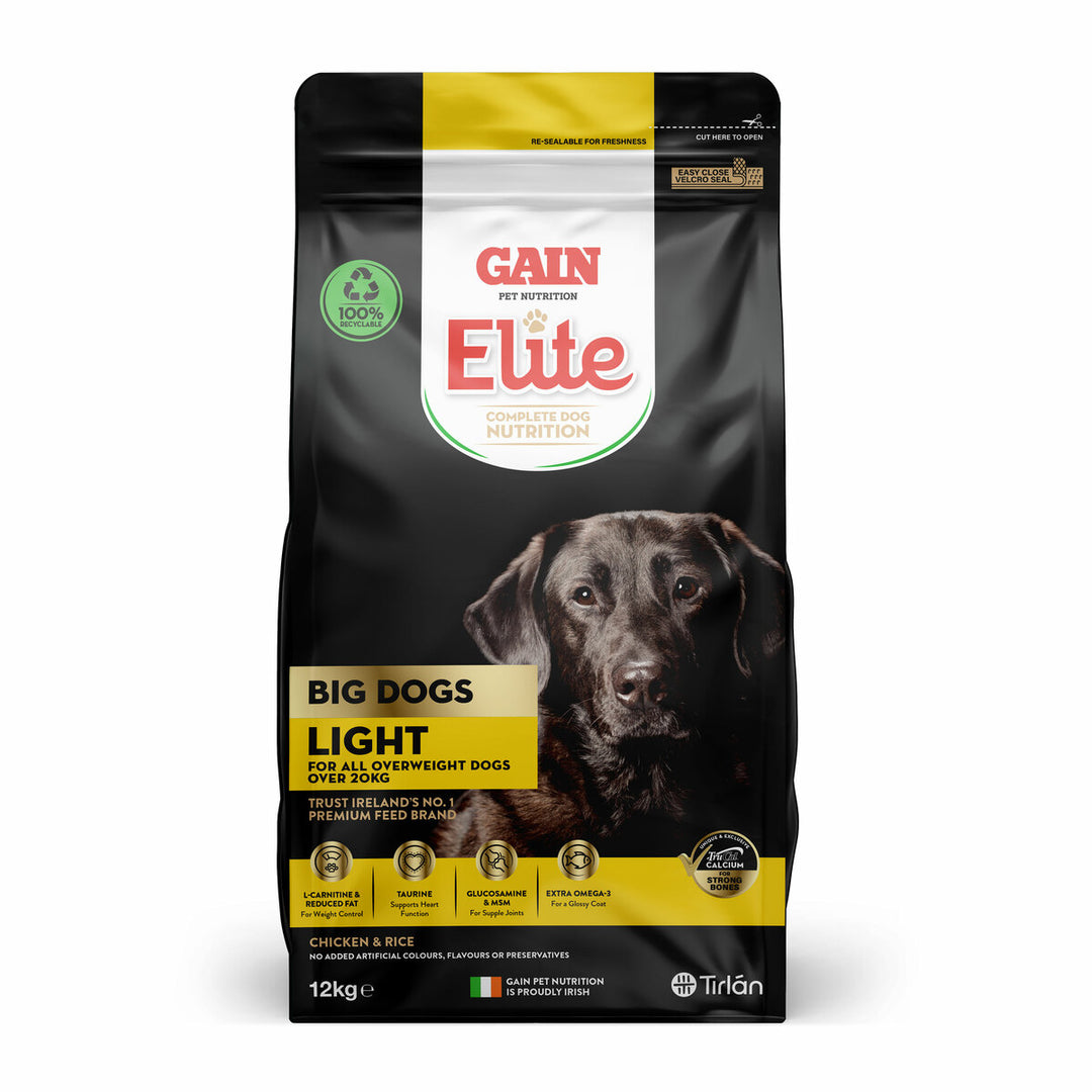 Gain Elite Big Dogs Light Chicken dog food 12kg bag, front of pack