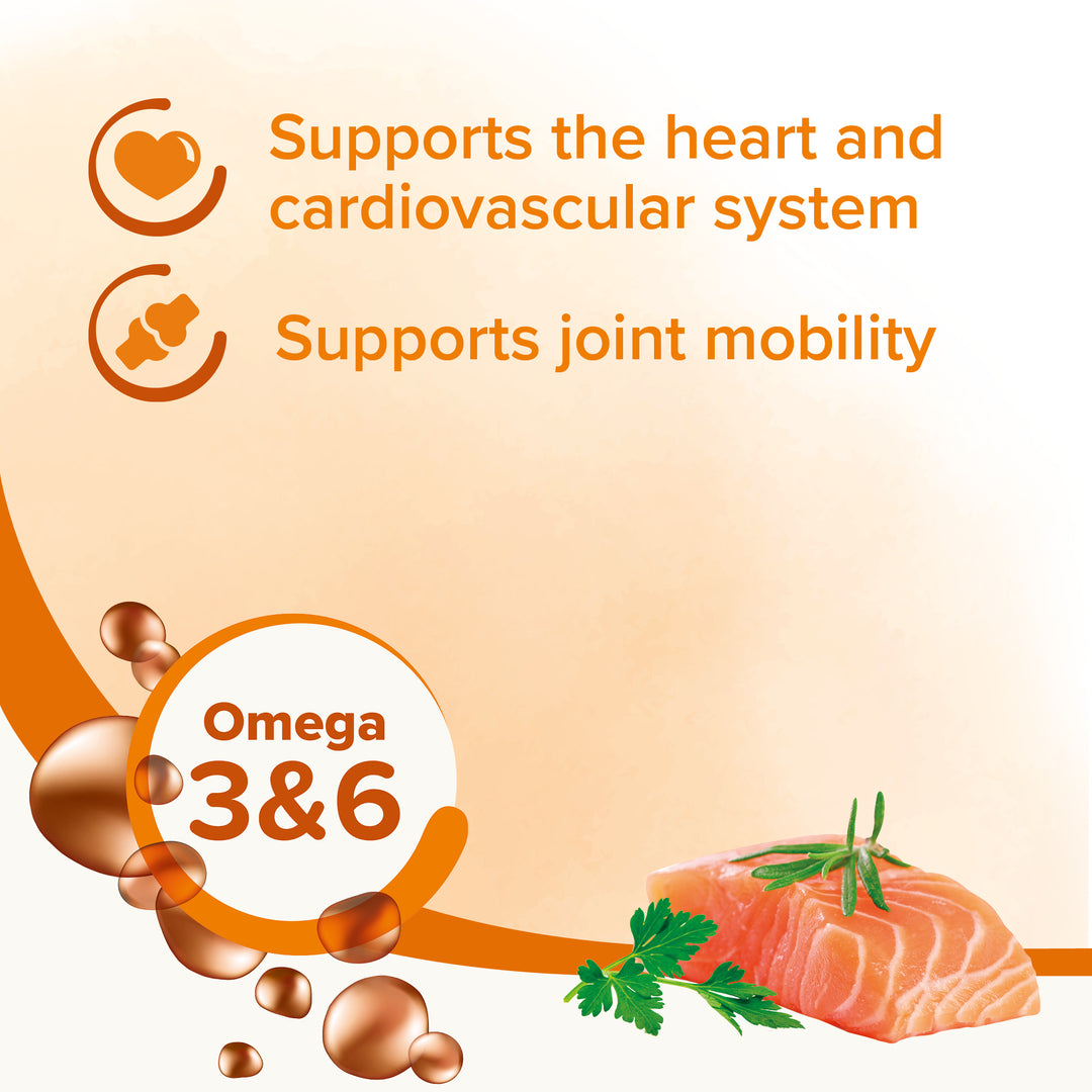 Beaphar Salmon Oil supports the heart, cardiovascular system and joint mobility