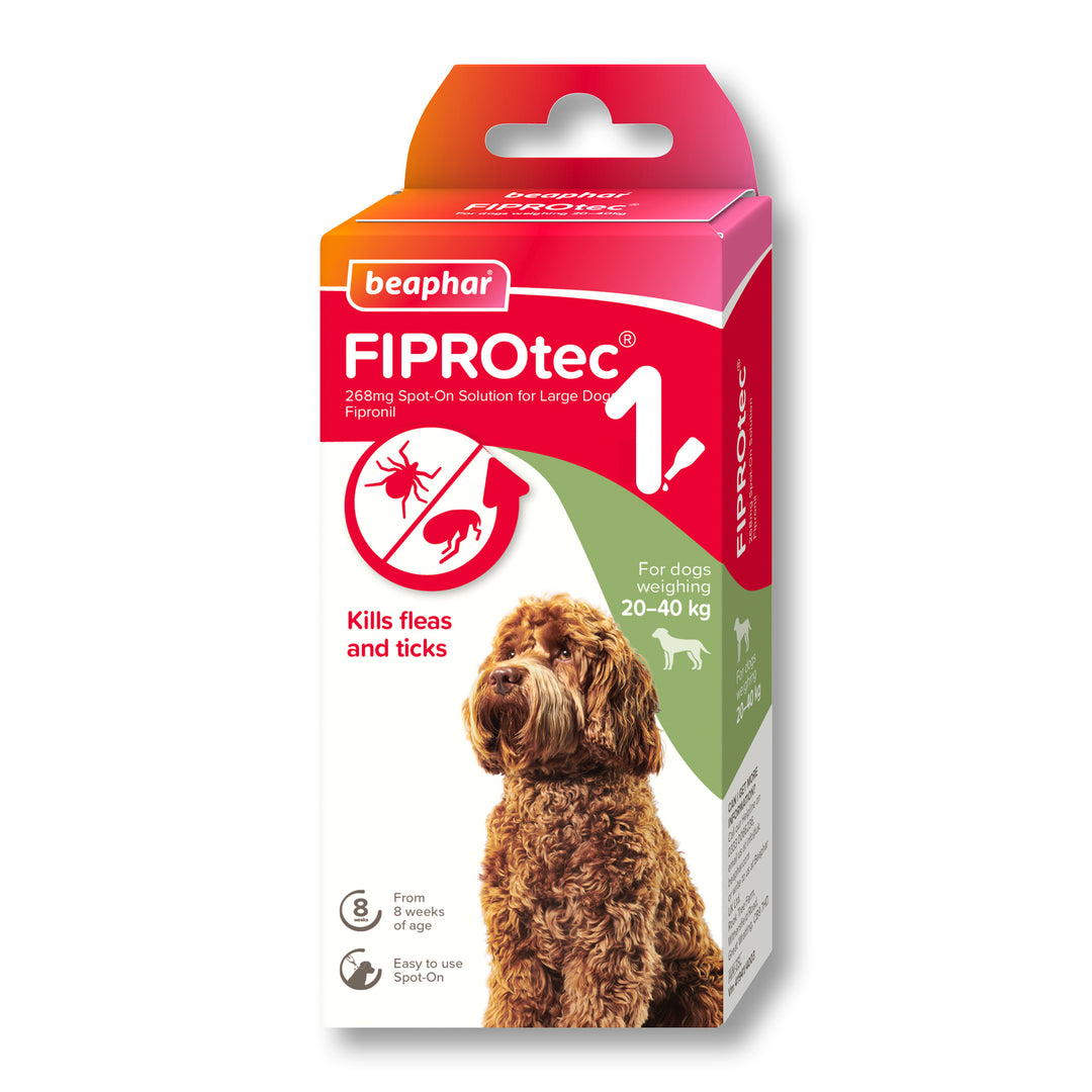 Beaphar FIPROtec Spot-On for Large Dogs 20kg to 40kg, 1 pipette pack, front