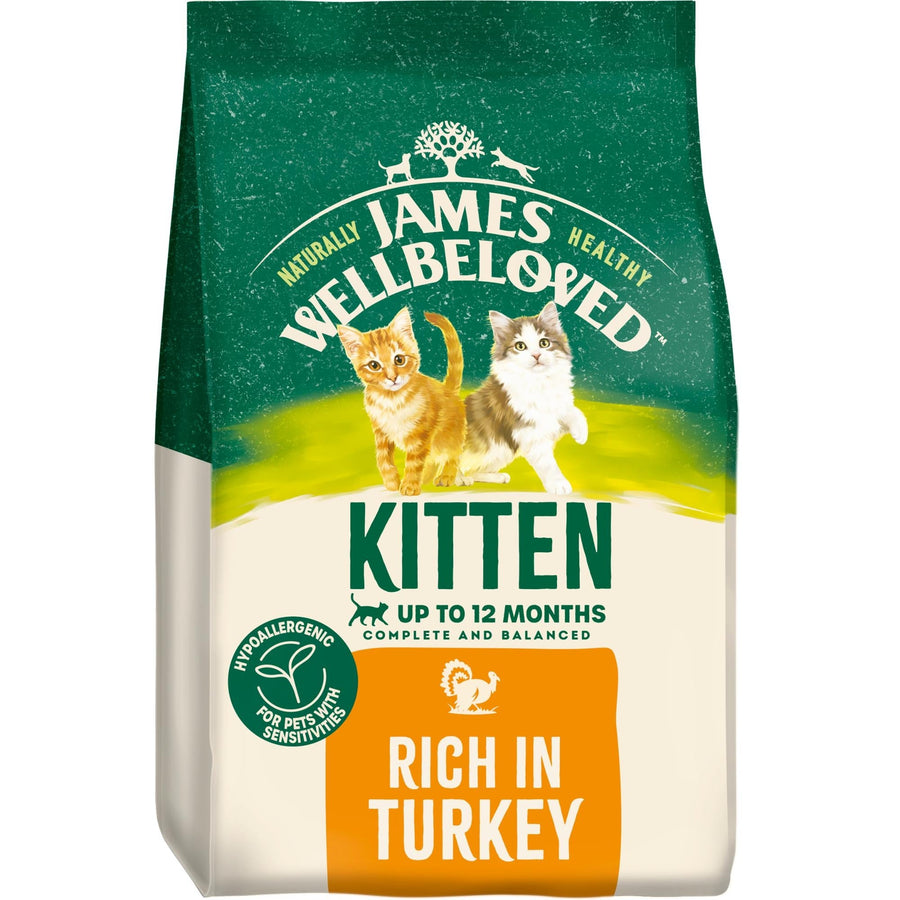 James Wellbeloved Kitten Turkey & Rice dry cat food 1.5kg bag, front of pack