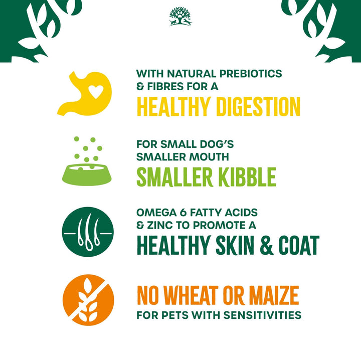 James Wellbeloved Small Breed Turkey & Rice benefits: healthy digestion, smaller kibble, skin and coat, no wheat or maize