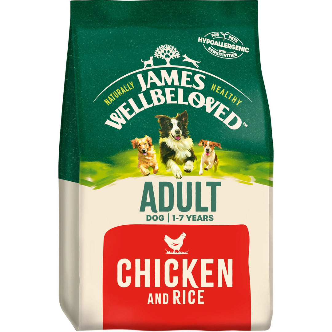 James Wellbeloved Adult Chicken & Rice dry dog food, front of bag