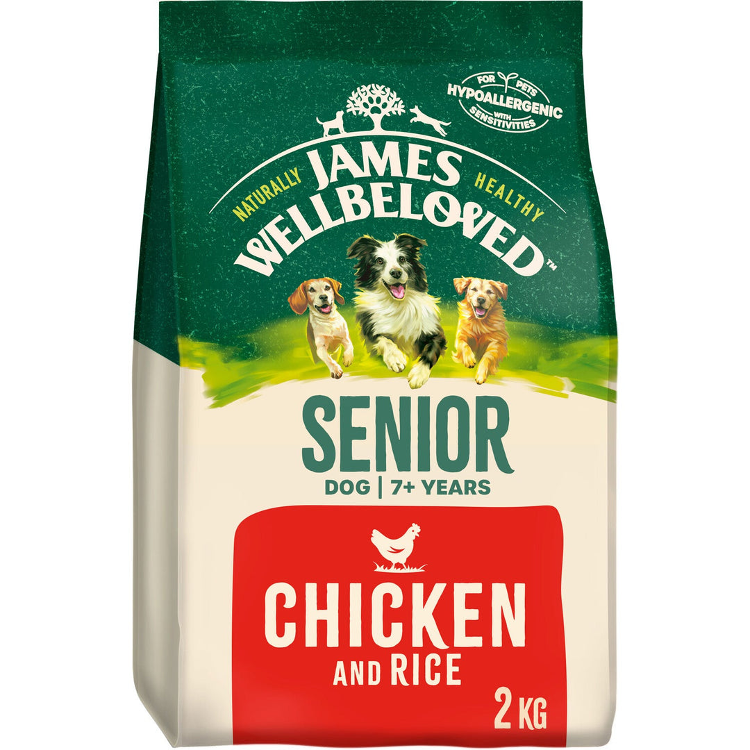 James Wellbeloved Senior Dog 7+ Chicken and Rice 2kg bag, front of pack