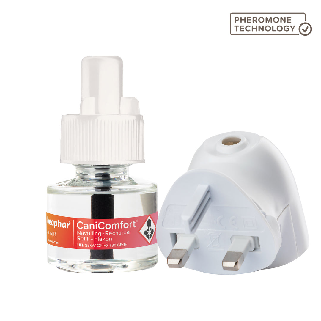 Beaphar CaniComfort plug in diffuser and 48ml pheromone refill bottle