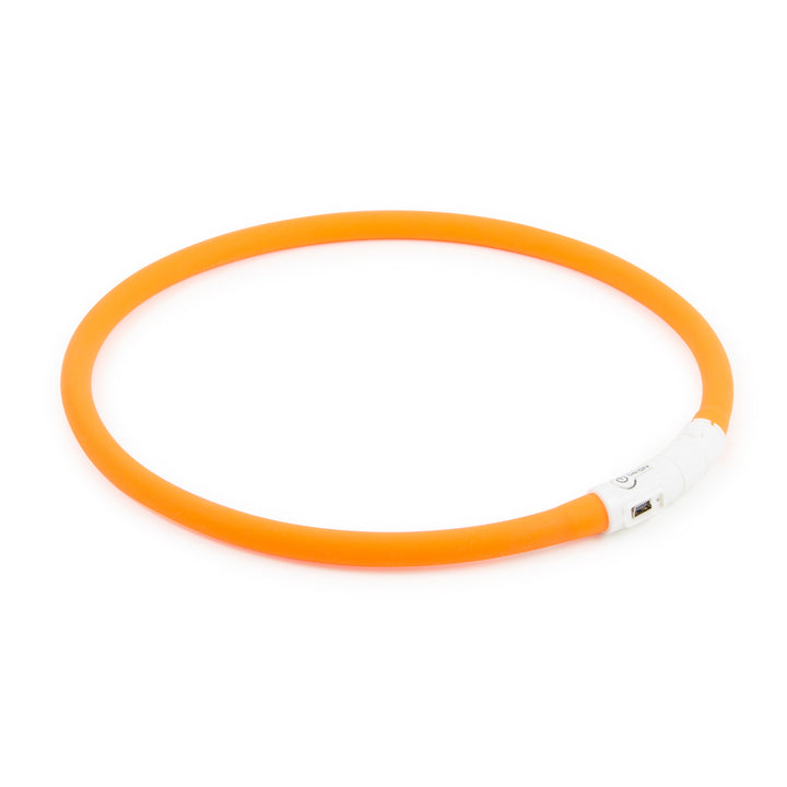 Ancol Rechargeable Safety Halo USB flashing dog band in orange