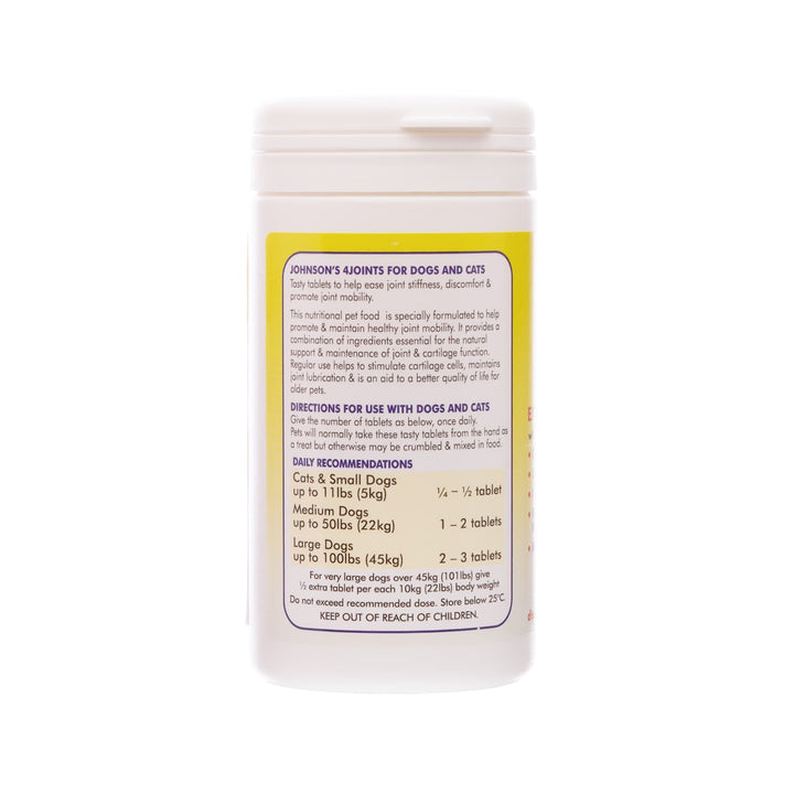 Johnson's 4joints Extra Strength Tablets, label side showing directions and daily recommendations