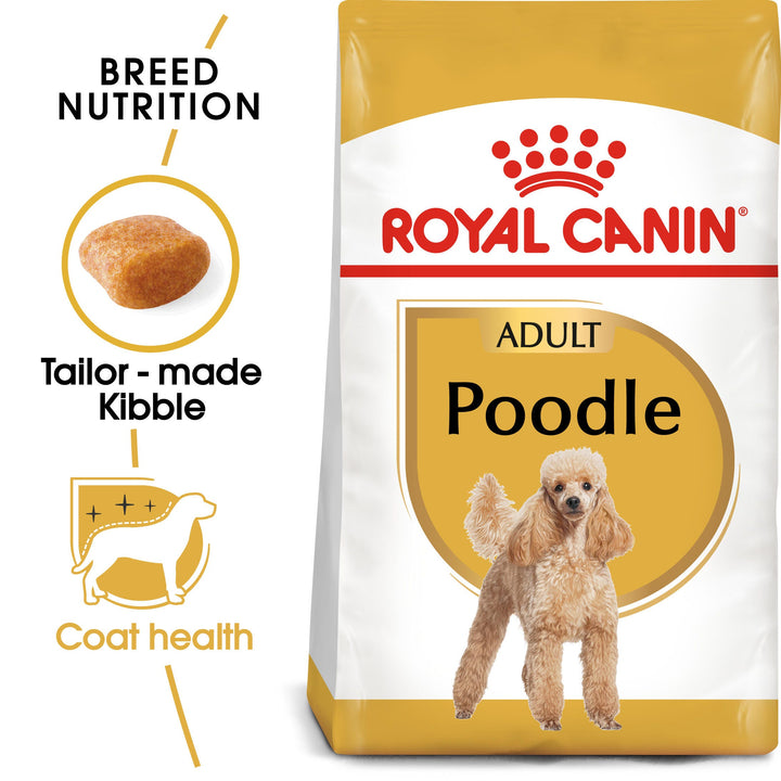 Royal Canin Poodle Adult pack with tailor made kibble and coat health benefits