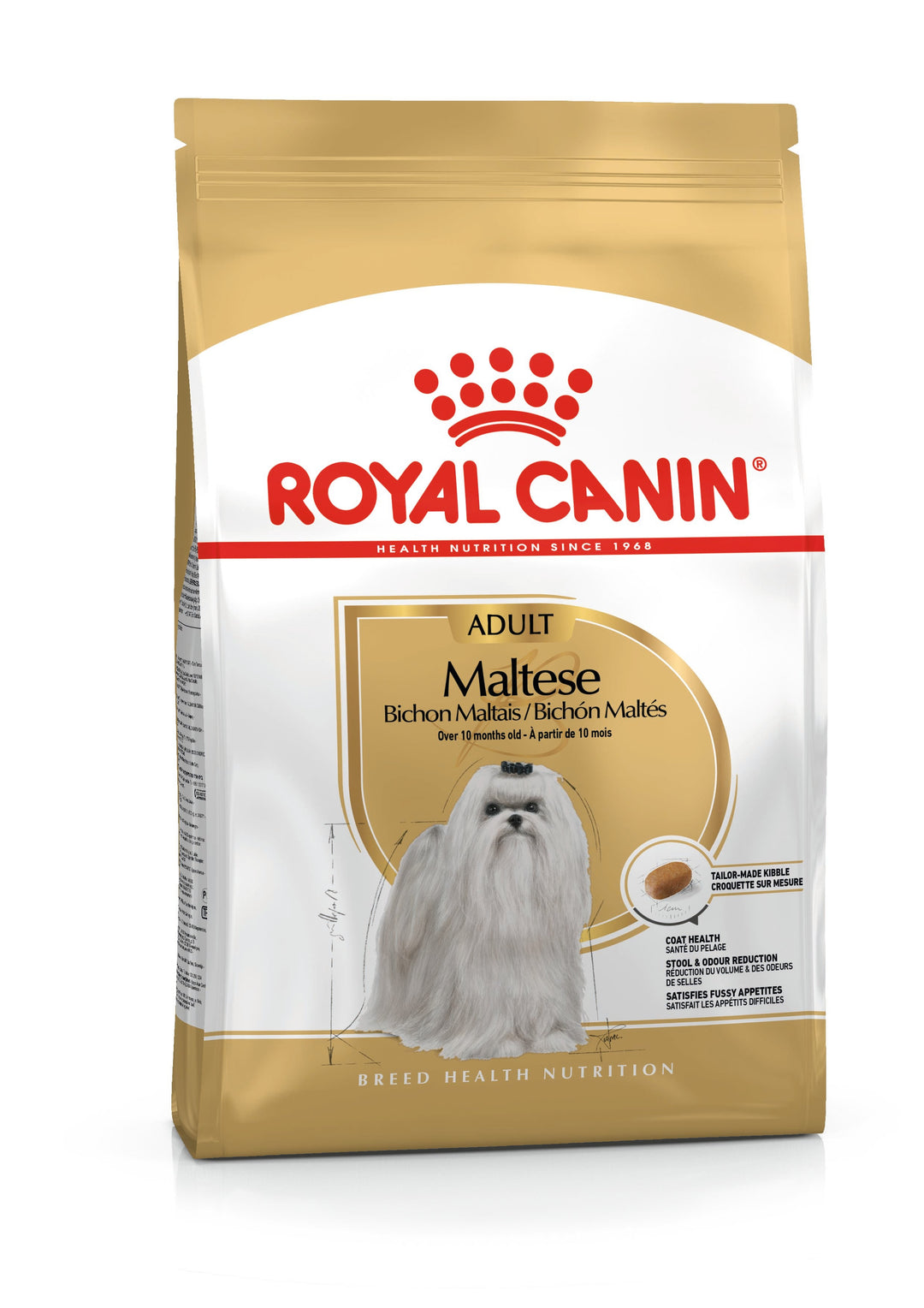 Royal Canin Maltese Adult dry dog food 1.5kg bag, front of pack