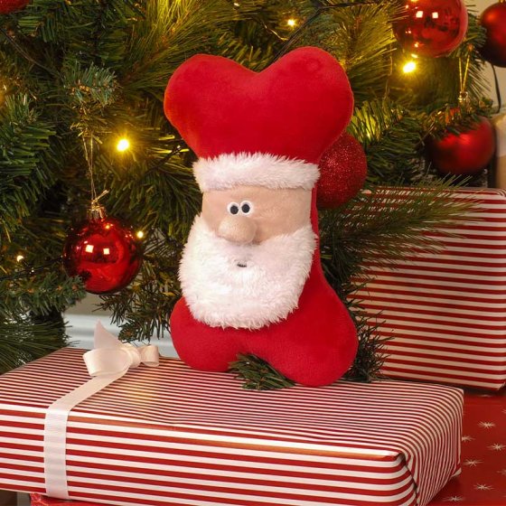 Squeaky SantaBone Dog Toy