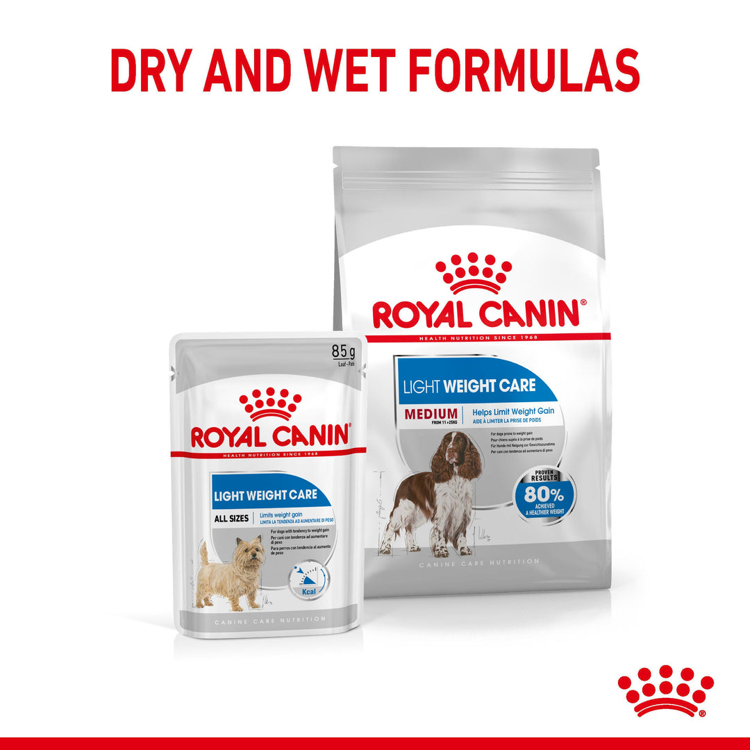Royal Canin Medium Light Weight Care dry and wet formulas for mixed feeding