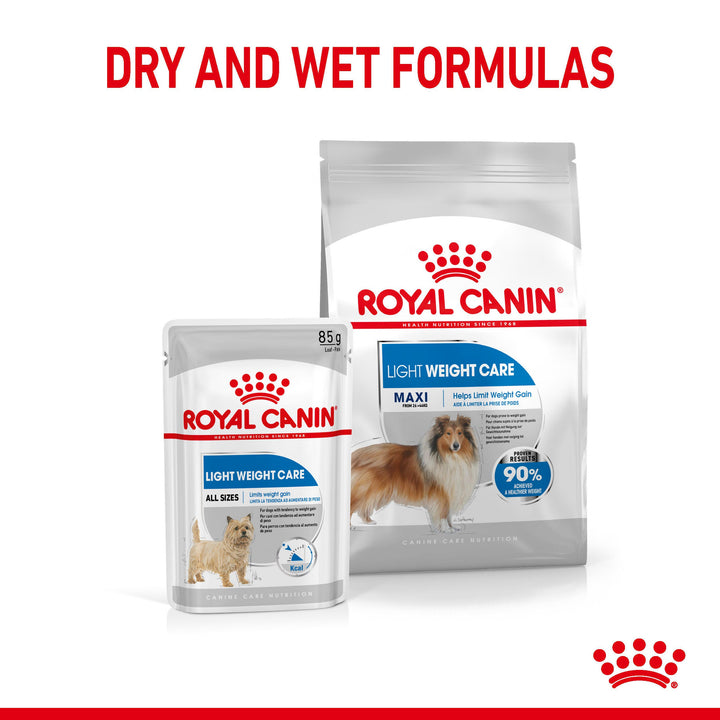 Royal Canin Light Weight Care dry and wet formulas for mixed feeding
