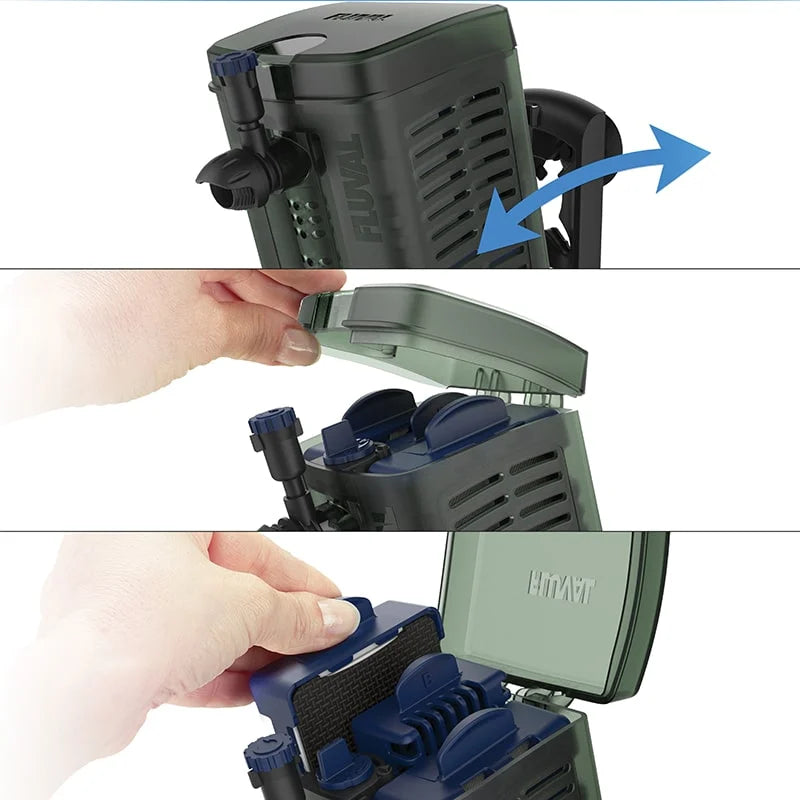 Fluval U2 flip top lid for easy cartridge access