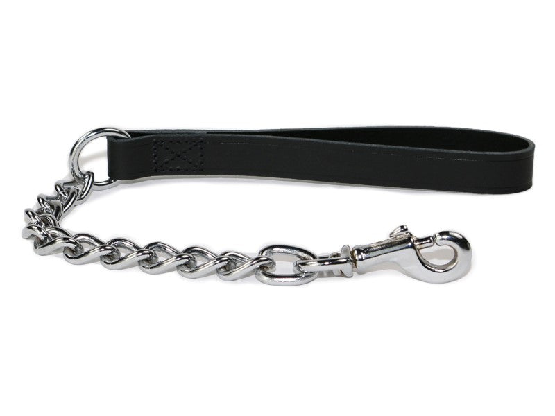 Ancol Extra Heavy Chain Lead with Black Leather hand loop
