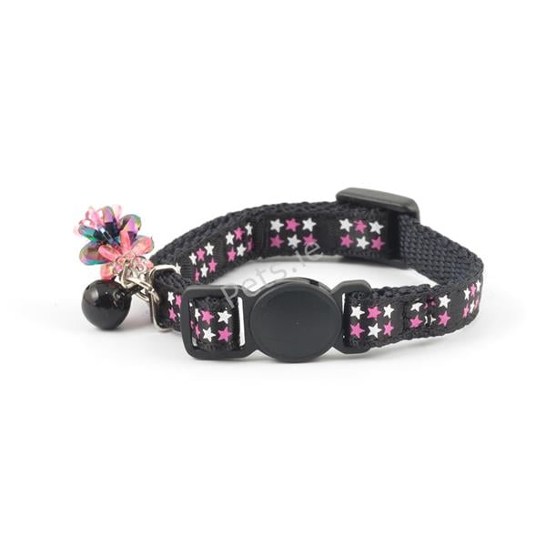 Ancol Safety Buckle Black Kitten Collar With Luxury Jewel