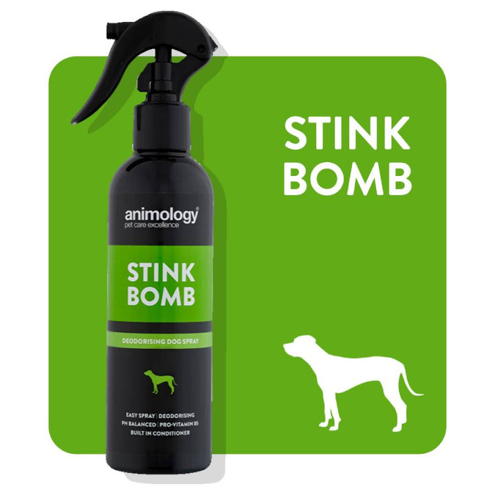 Animology Stink Bomb Deodorising Dog Spray 250ml with Stink Bomb panel