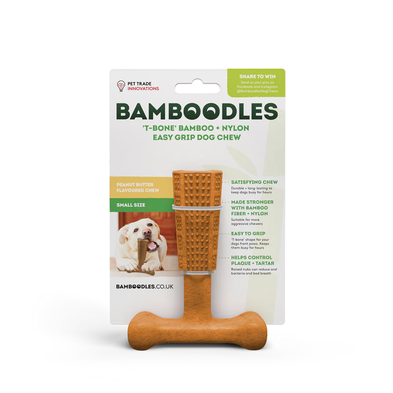 Bamboodles T-bone Dog chew Peanut Butter Flavour