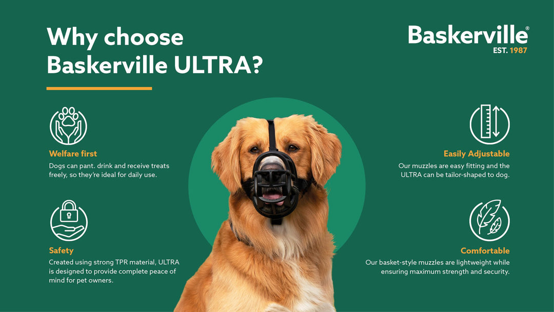 Why choose the Baskerville Ultra Muzzle: welfare first, safety, easily adjustable, comfortable