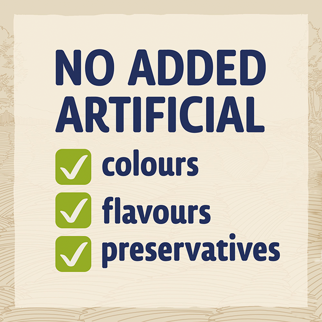 BETA no added artificial colours, flavours or preservatives