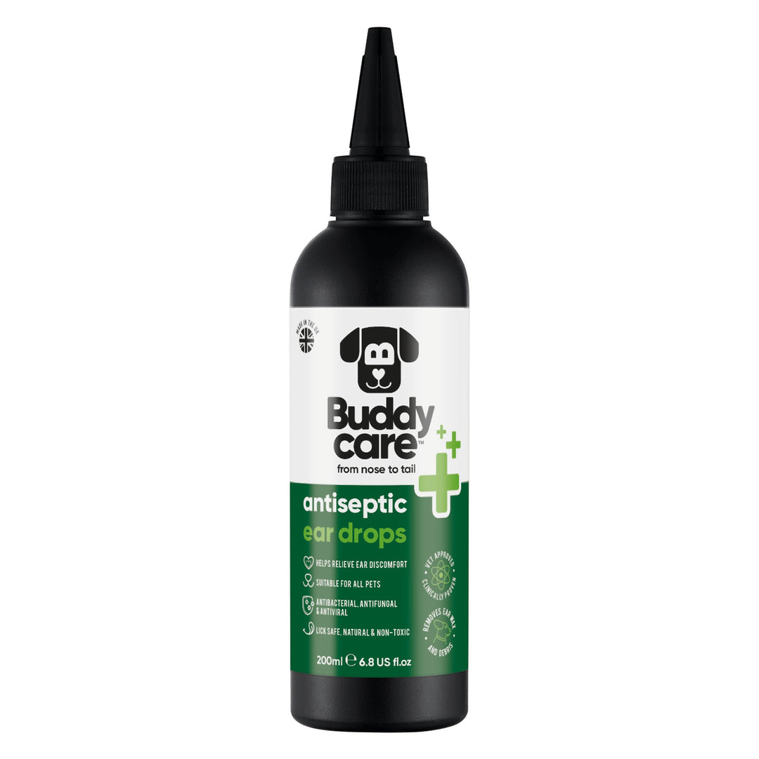 Buddycare Antiseptic Ear Drops 200ml bottle, front of pack