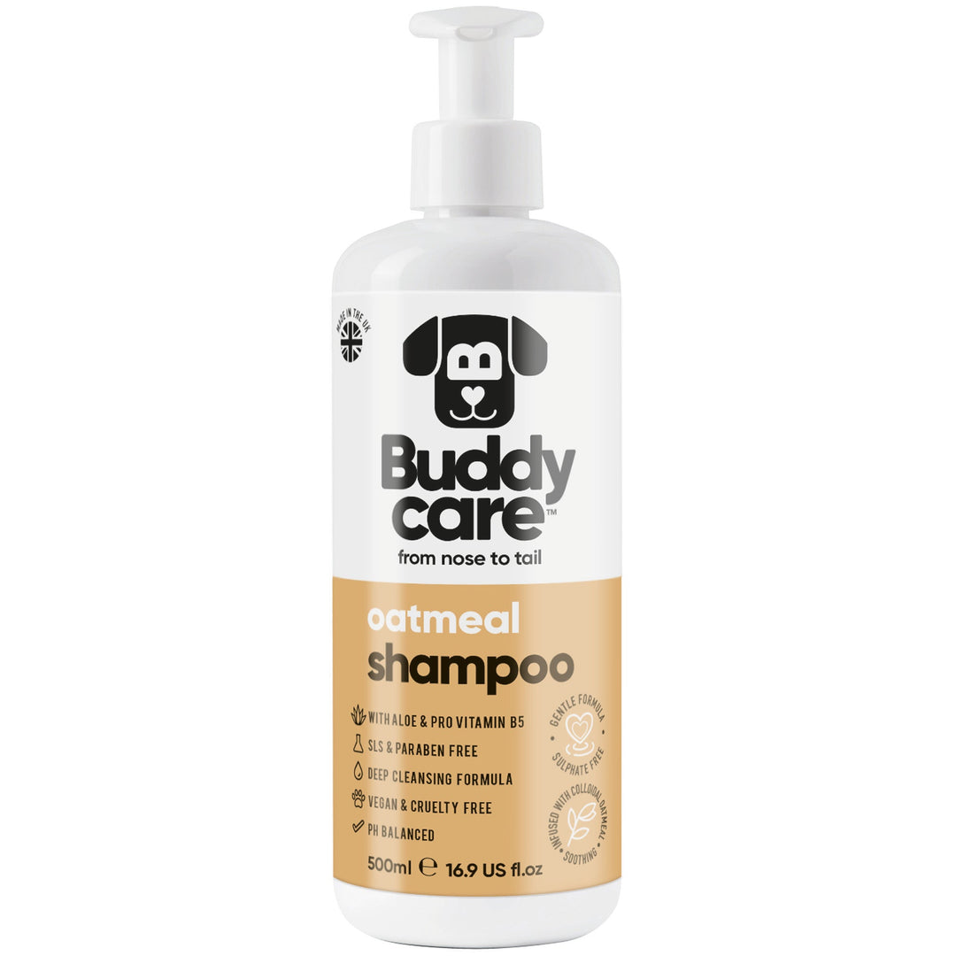 Buddycare Oatmeal Dog Shampoo 500ml pump bottle, front