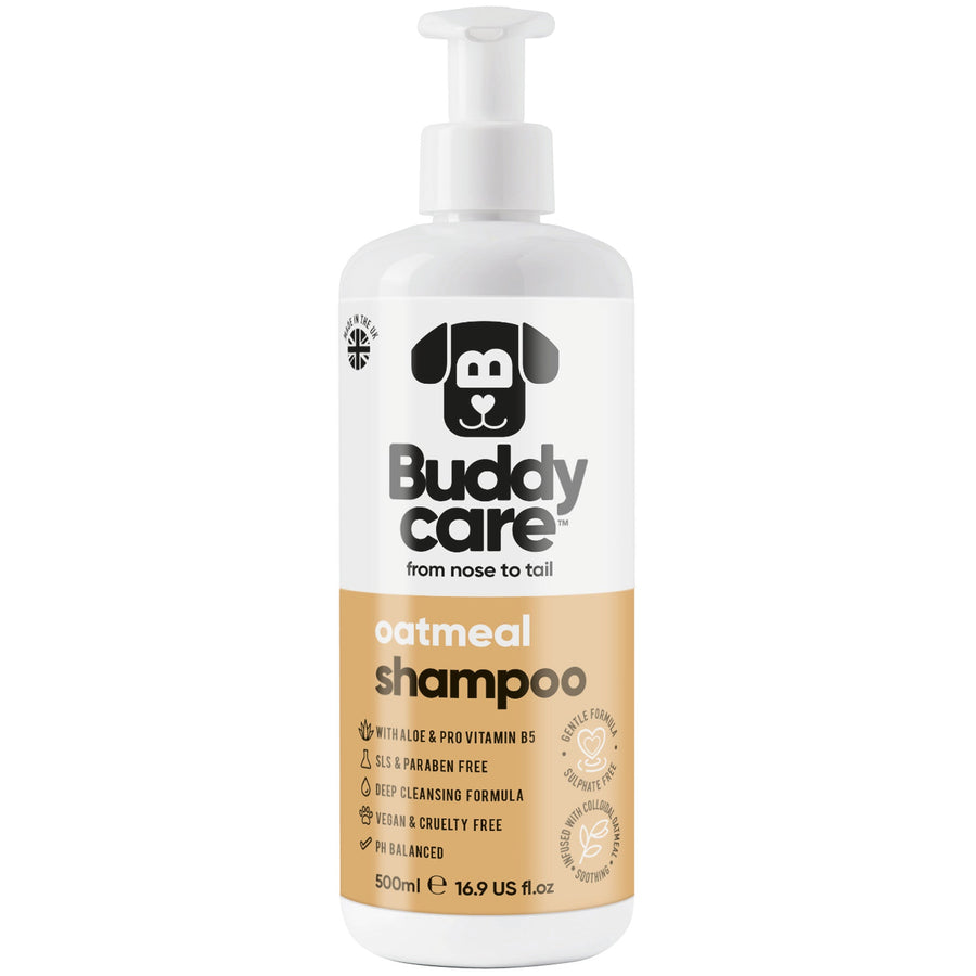 Buddycare Oatmeal Dog Shampoo 500ml pump bottle, front