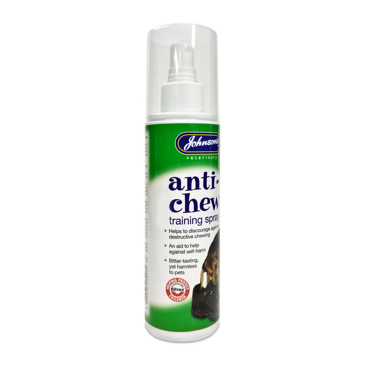 Johnson's Anti Chew Training Spray 150ml bottle, side view