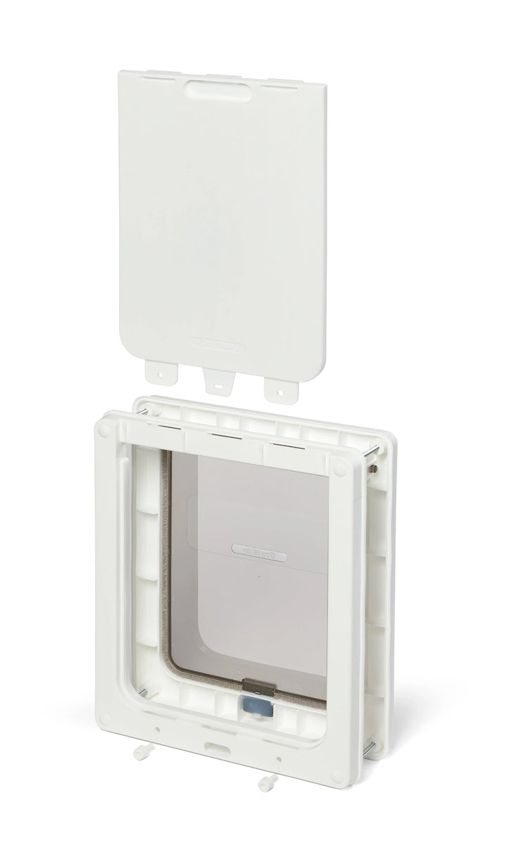 Dog Mate 215 white dog door with removable locking panel