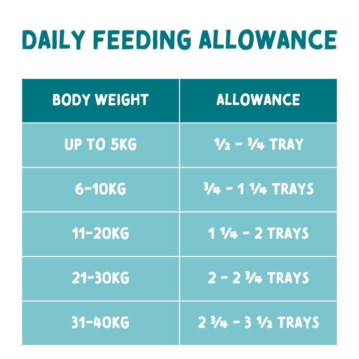 Naturo 400g wet dog food tray daily feeding allowance by body weight