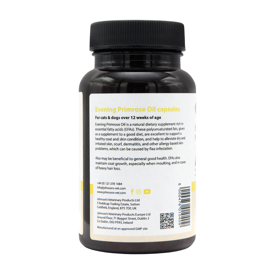 Johnson's Evening Primrose Oil Capsules tub label with product information