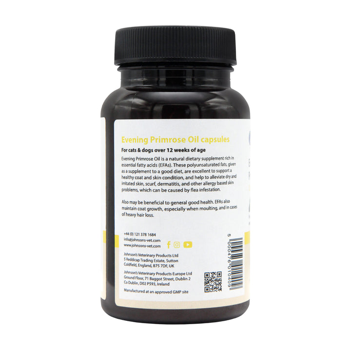 Johnson's Evening Primrose Oil Capsules tub label with product information