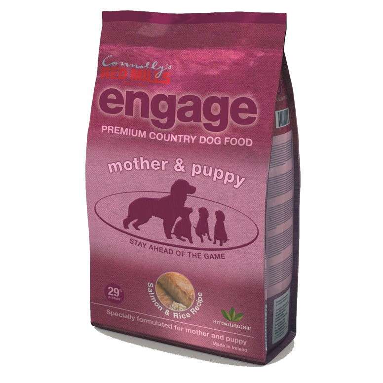 Red Mills Engage Mother & Puppy salmon and rice dog food bag, front of pack