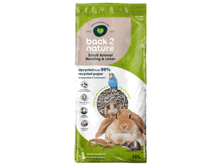 Back 2 Nature Small Animal Bedding Litter 10L recycled paper pellets for small pets