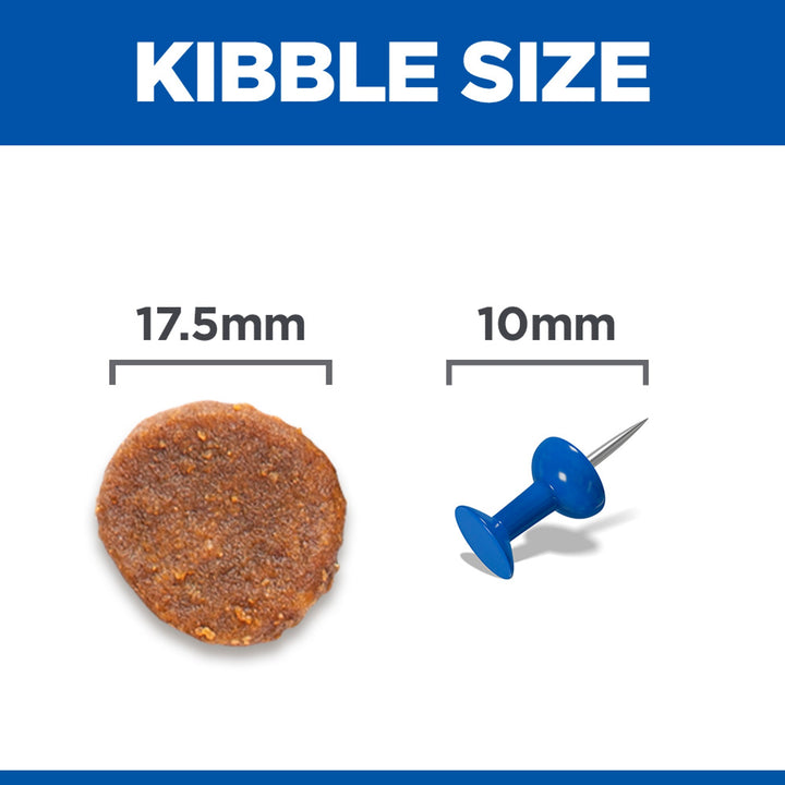 Hill's Science Plan Perfect Weight Large Breed kibble size, approximately 17.5mm