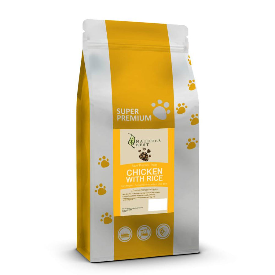 super premium puppy food with chicken and rice