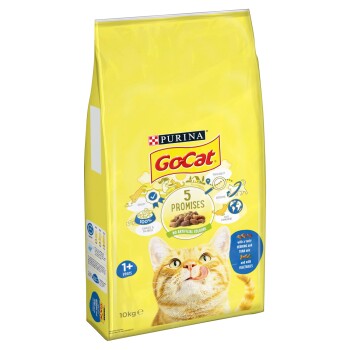Go Cat Adult 10kg dry cat food bag, front of pack