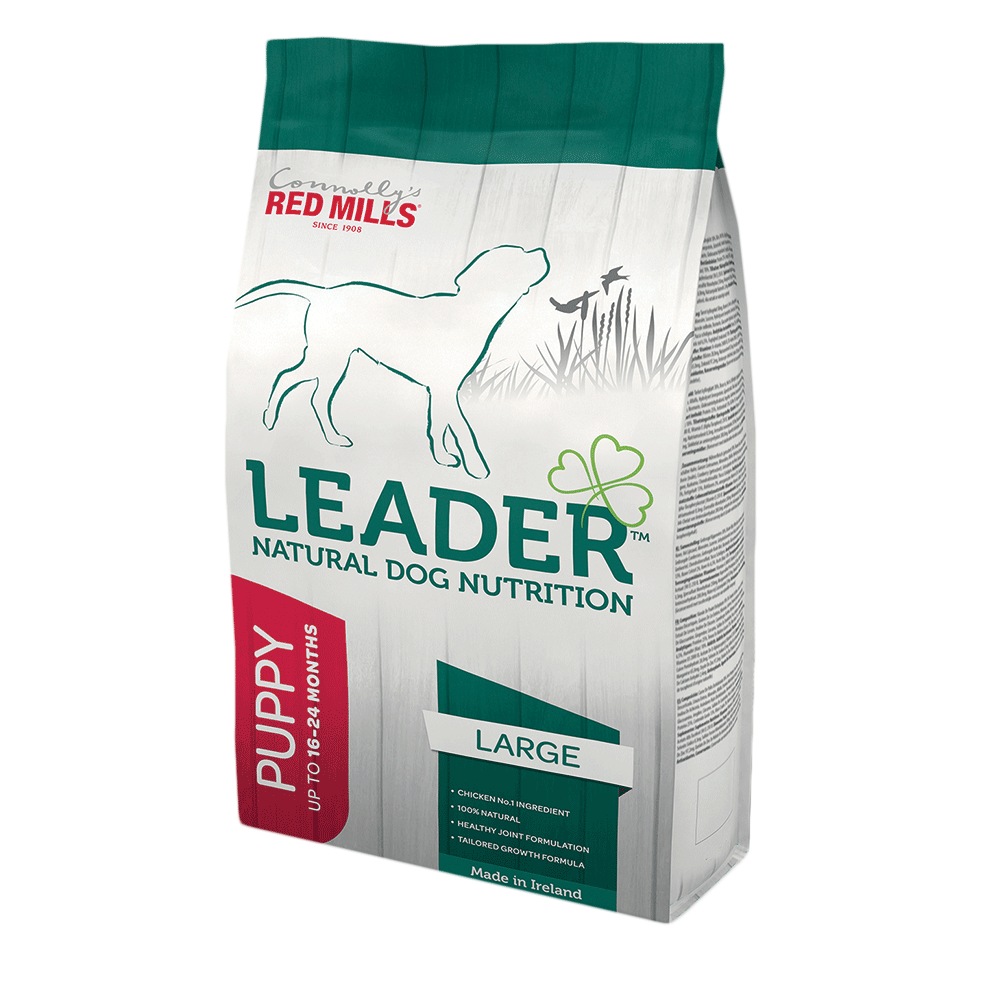 Red Mills Leader Puppy Large Breed Chicken and Rice dog food bag, front of pack