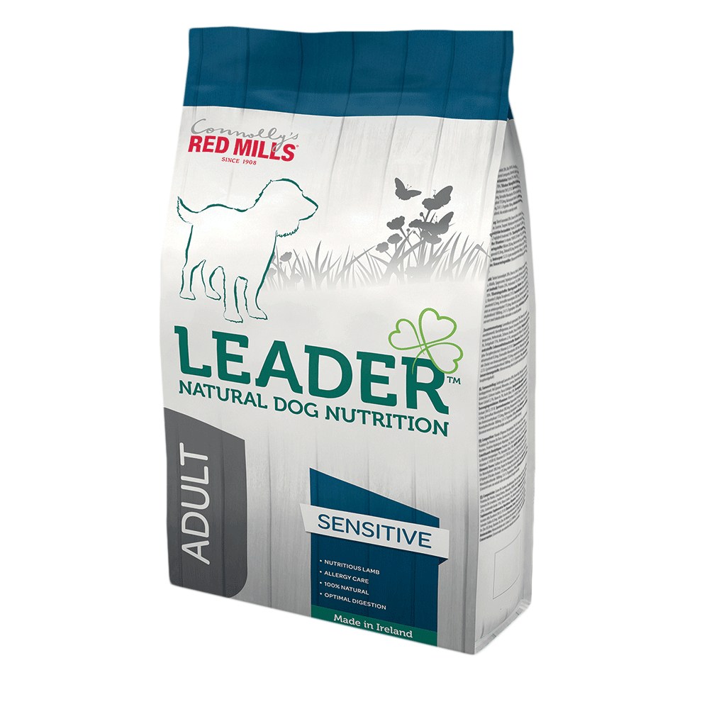 Red Mills Leader Adult Sensitive Medium Breed Lamb dog food bag, front of pack