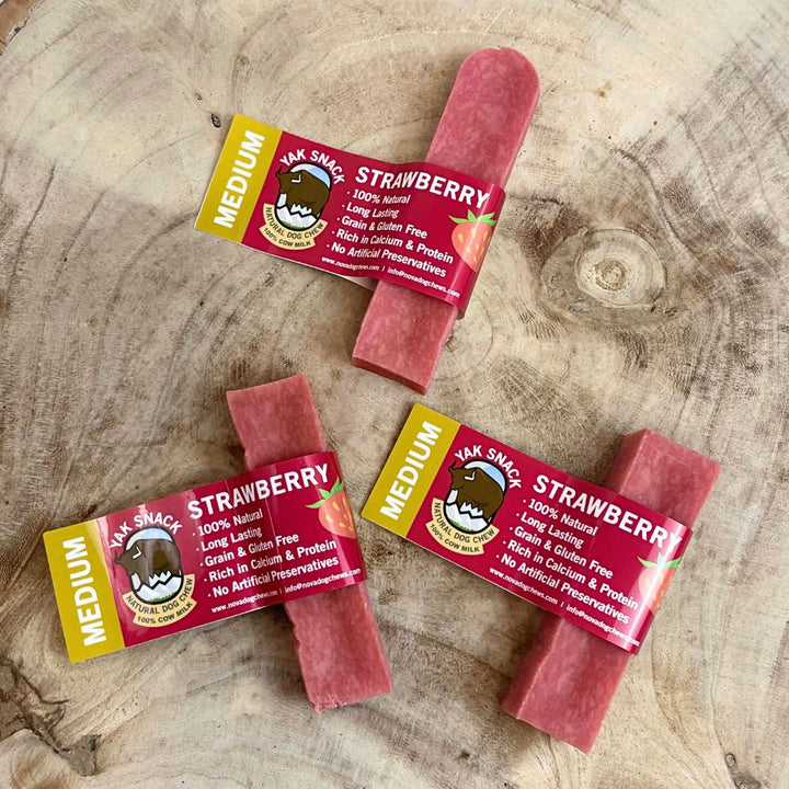Yak Snack Strawberry Himalayan dog chews, Medium size