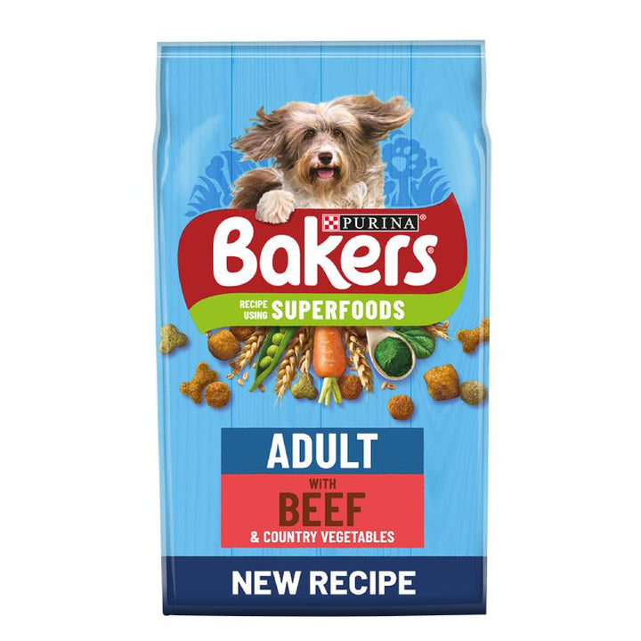 Bakers Adult with Beef and Country Vegetables dry dog food, front of pack