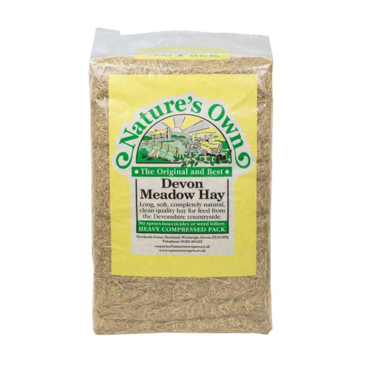 Nature's Own Devon Meadow Hay XL compressed bale, front of pack