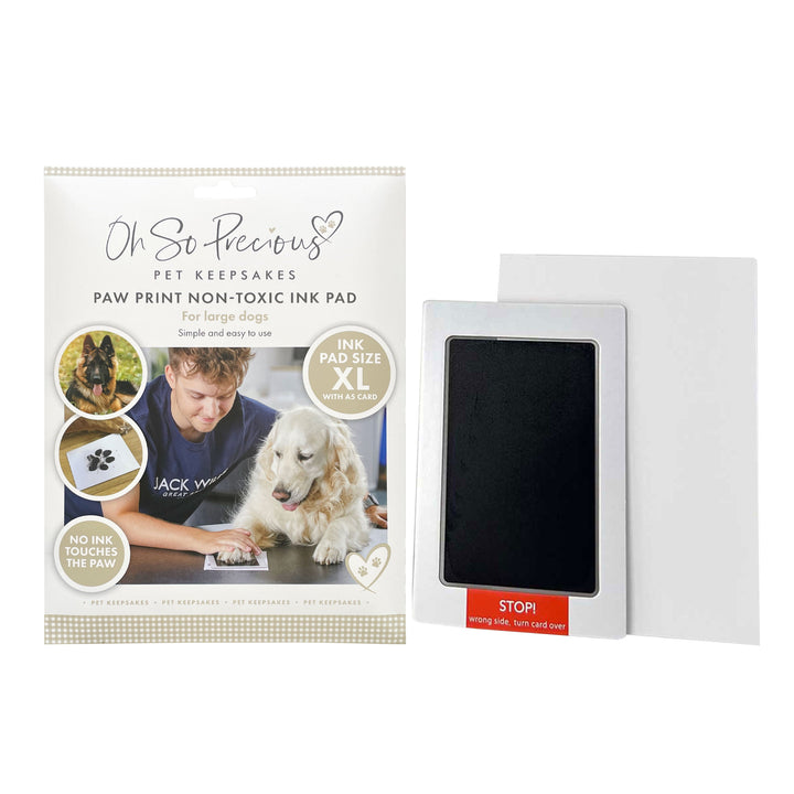 Oh So Precious XL paw print kit contents: pack, XL ink pad and card