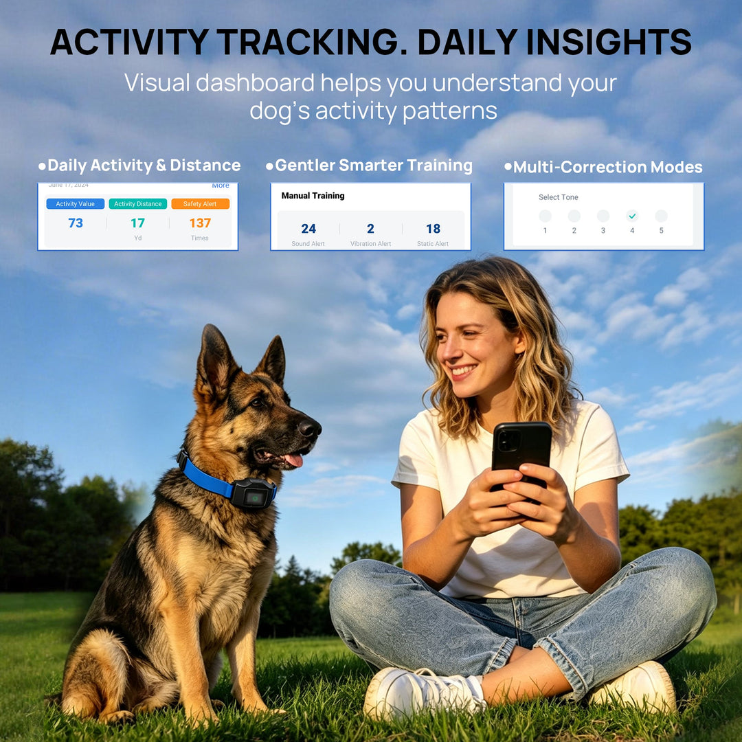 PawGuard PG860 GPS dog fence with app, blue collar strap