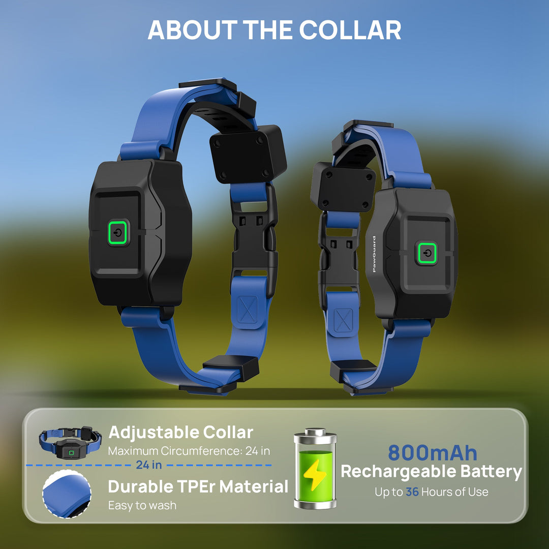 PawGuard PG860 GPS dog fence with app, blue collar strap