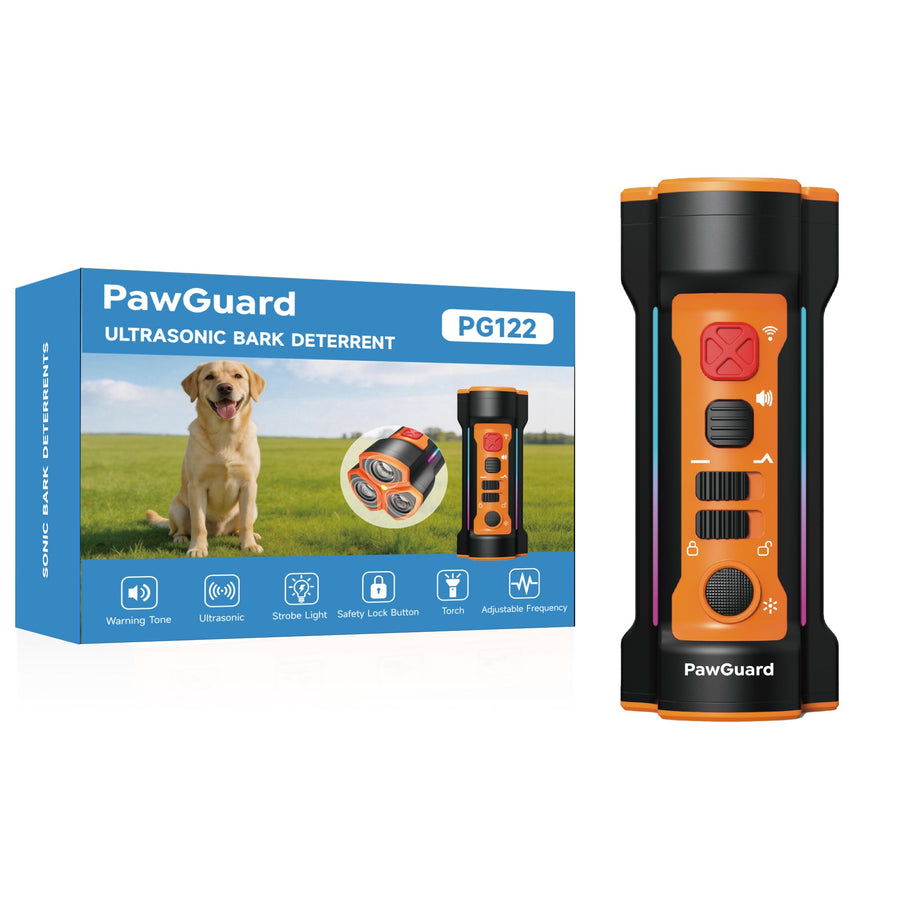 PawGuard ultrasonic bark deterrent with retail box