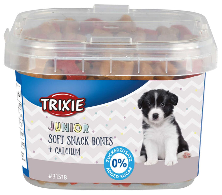 Trixie Junior Soft Snack Bones with calcium 140g tub for puppies, 0% added sugar